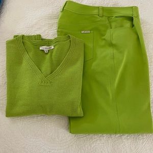 St. John sweater and slacks